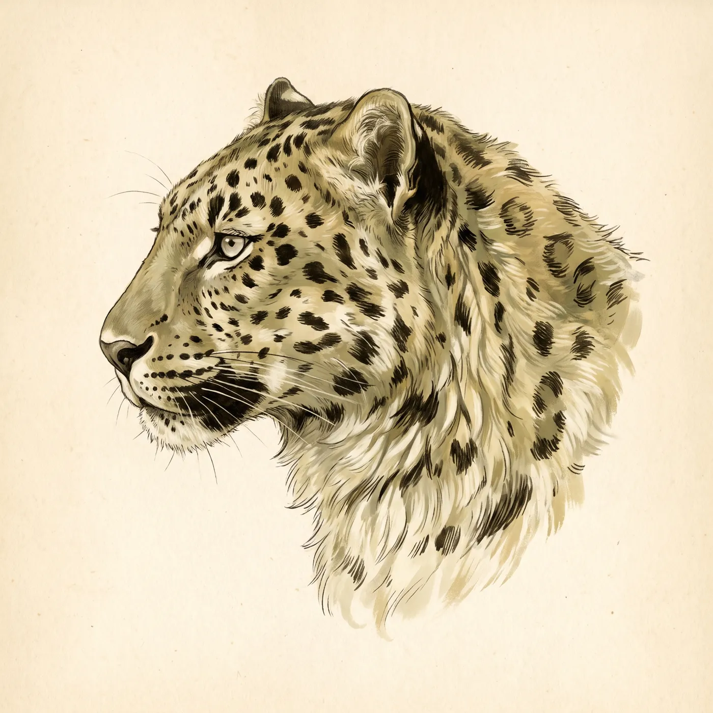 Field study of the Amur Leopard, an original illustration