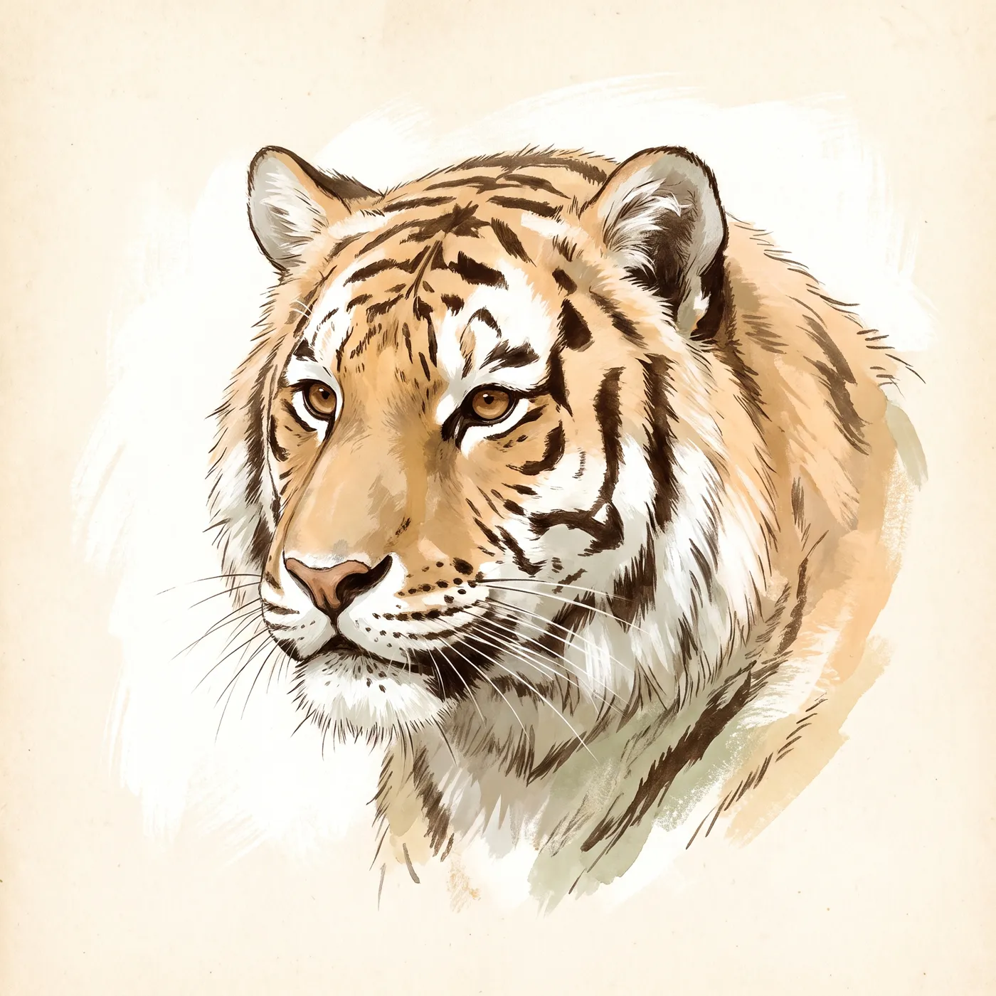 Field study of the Amur Tiger, an original illustration