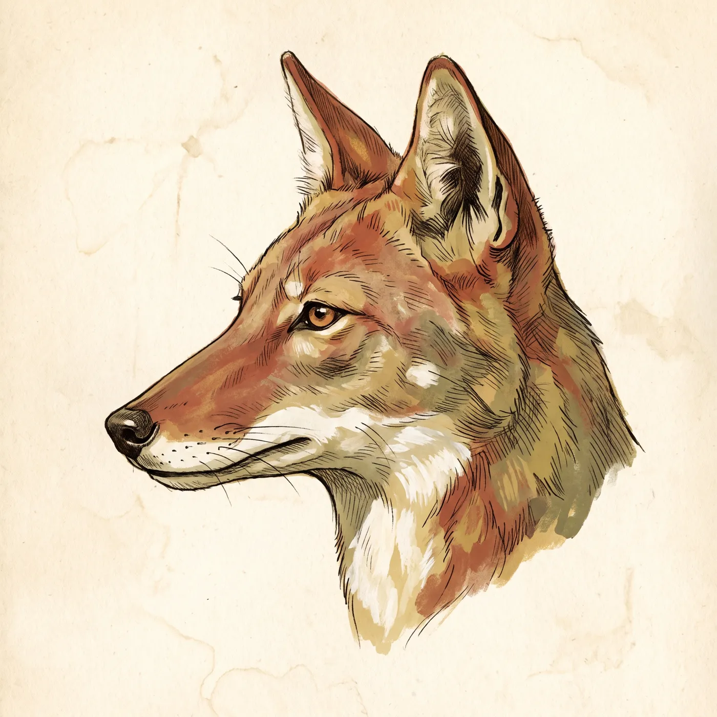 Field study of the Ethiopian Wolf, an original illustration