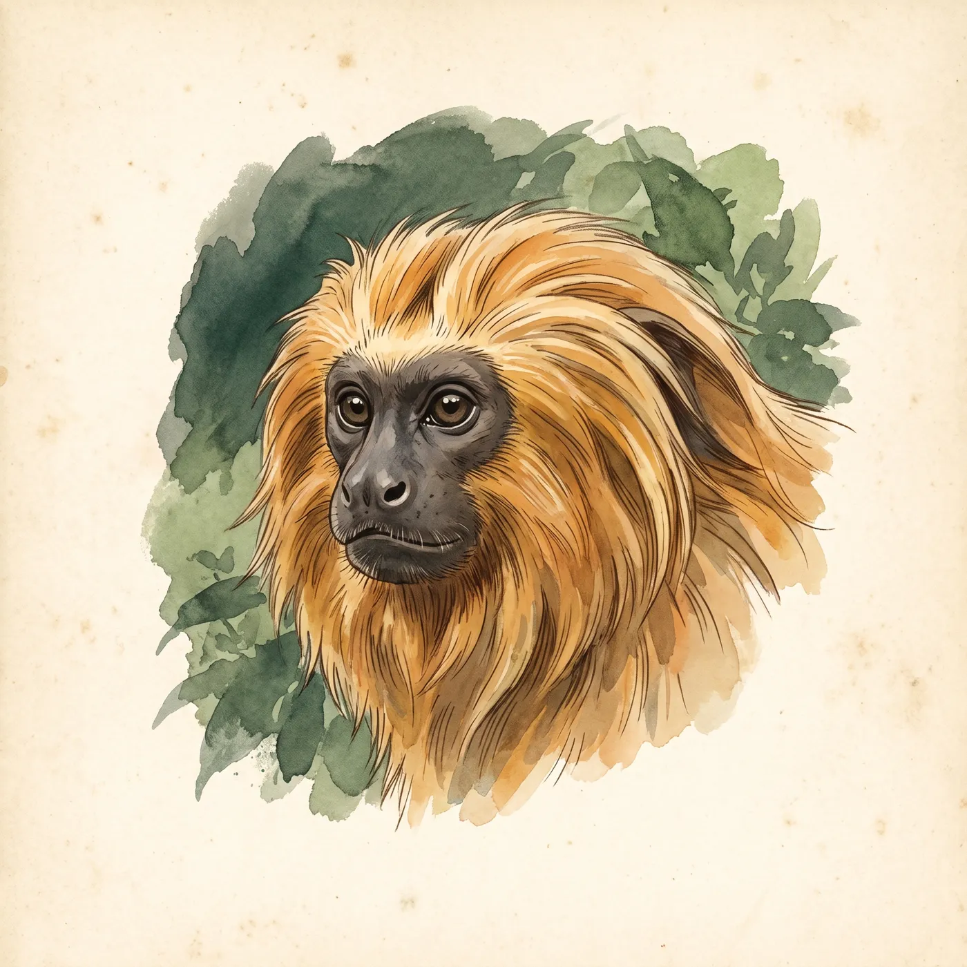 Field study of the Golden Lion Tamarin, an original illustration