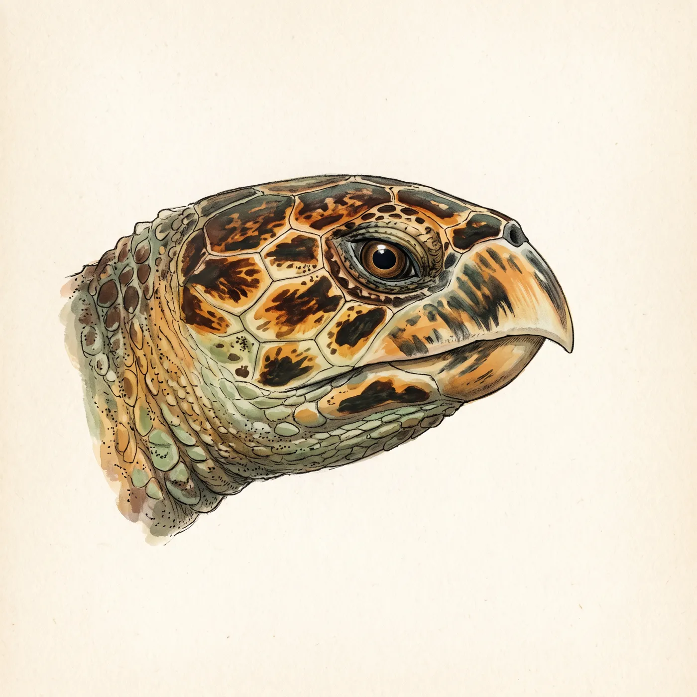 Field study of the Hawksbill Turtle, an original illustration