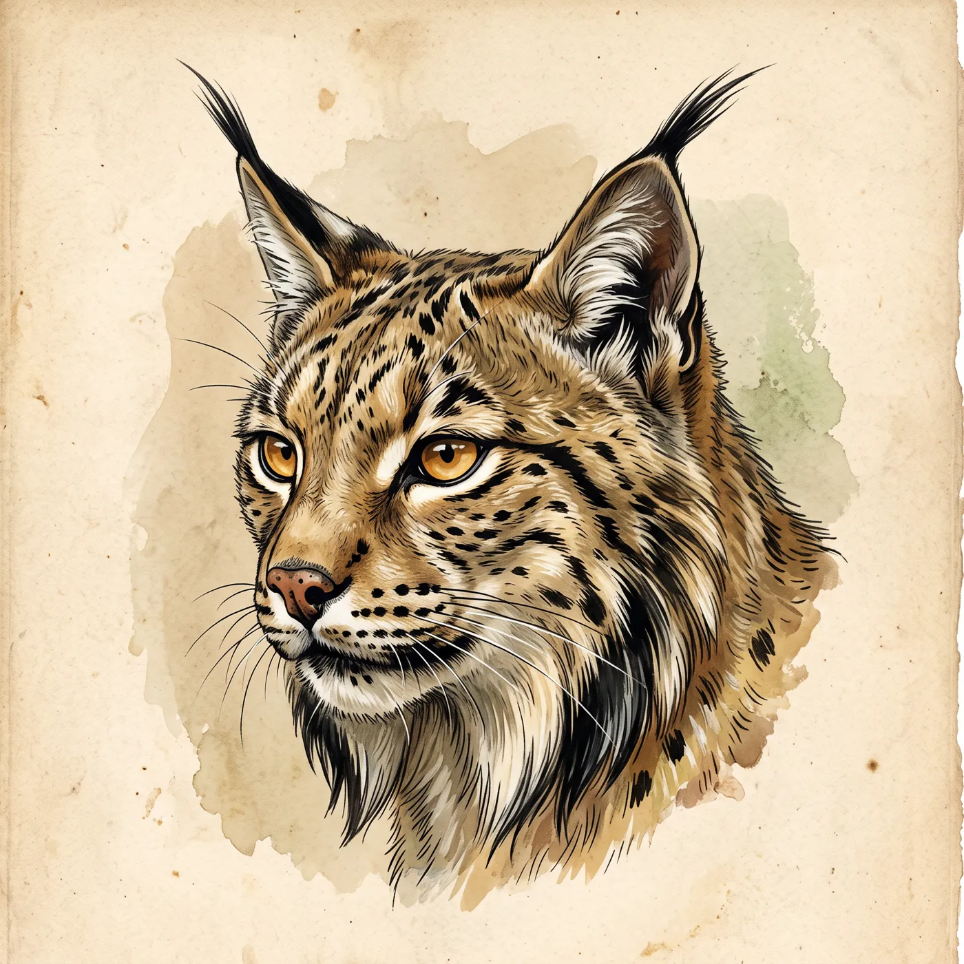 Field study of the Iberian Lynx, an original illustration