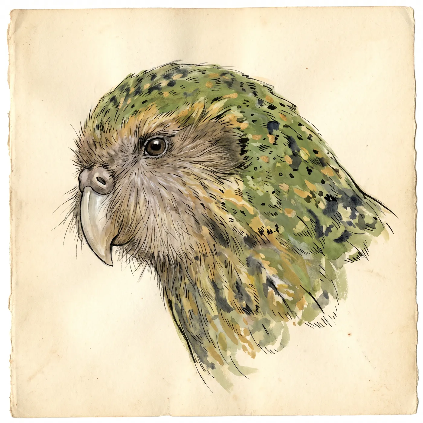 Field study of the Kākāpō, an original illustration