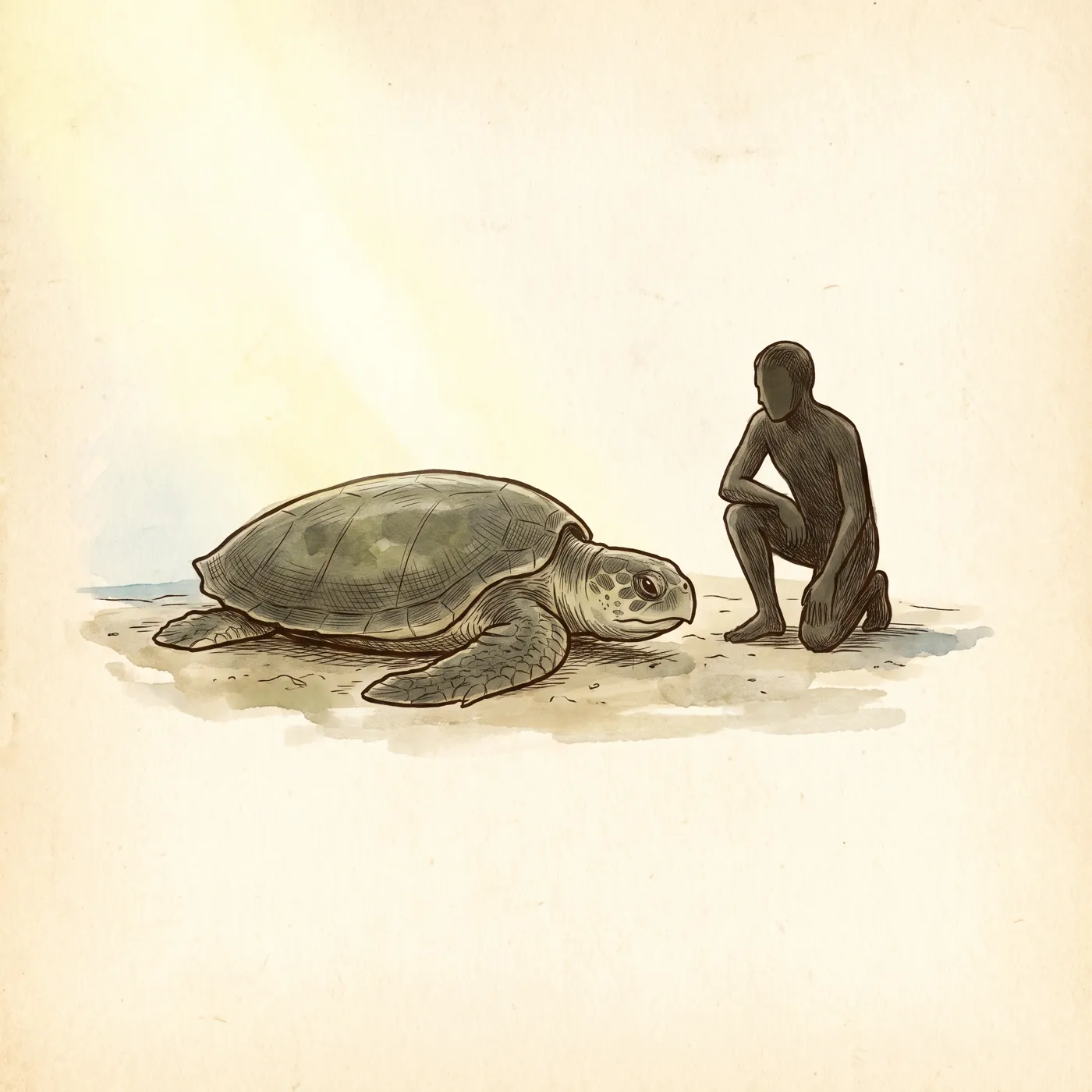 The Kemp's Ridley Turtle drawn to scale beside a human figure