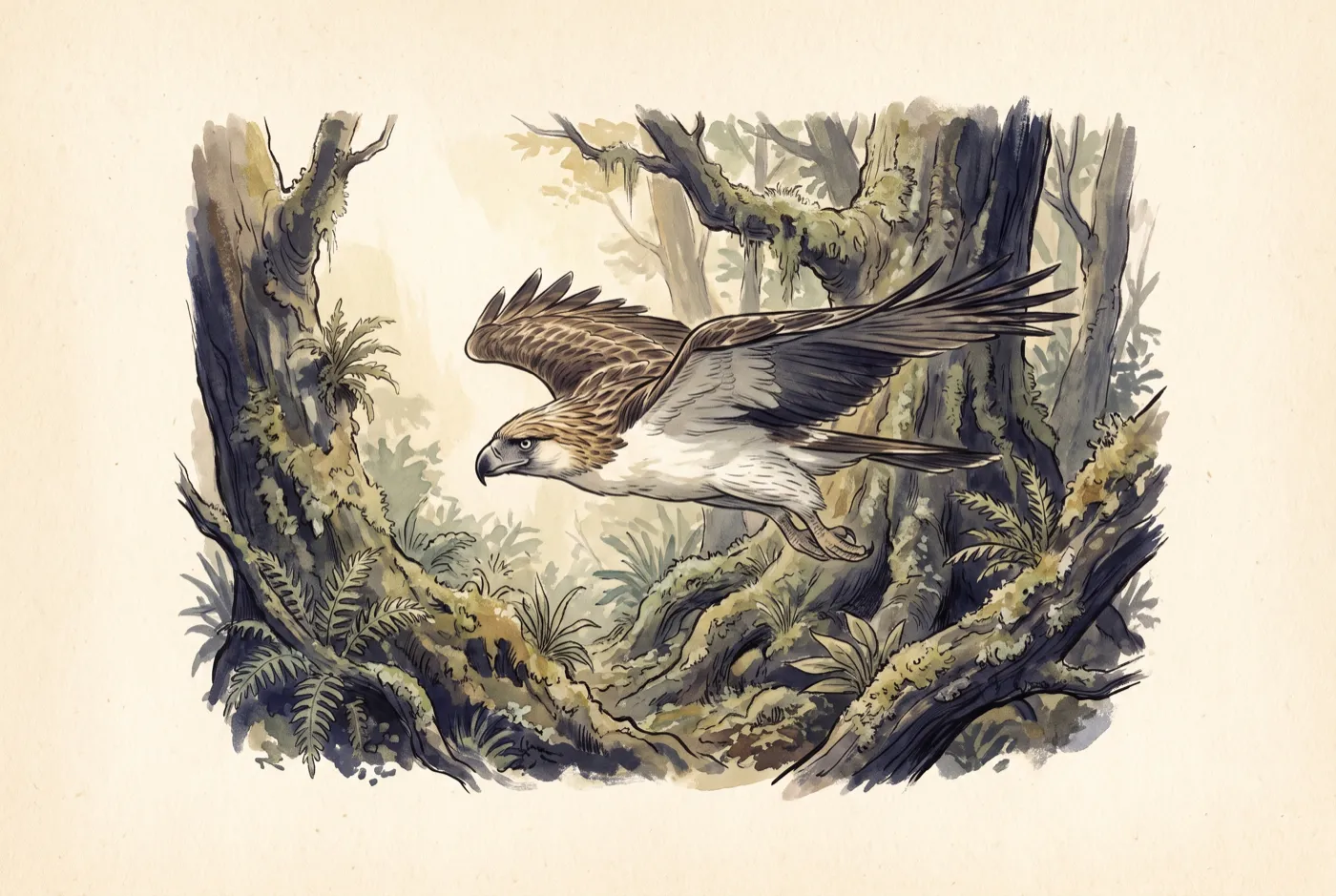 The Philippine Eagle observed in the field, an original illustration
