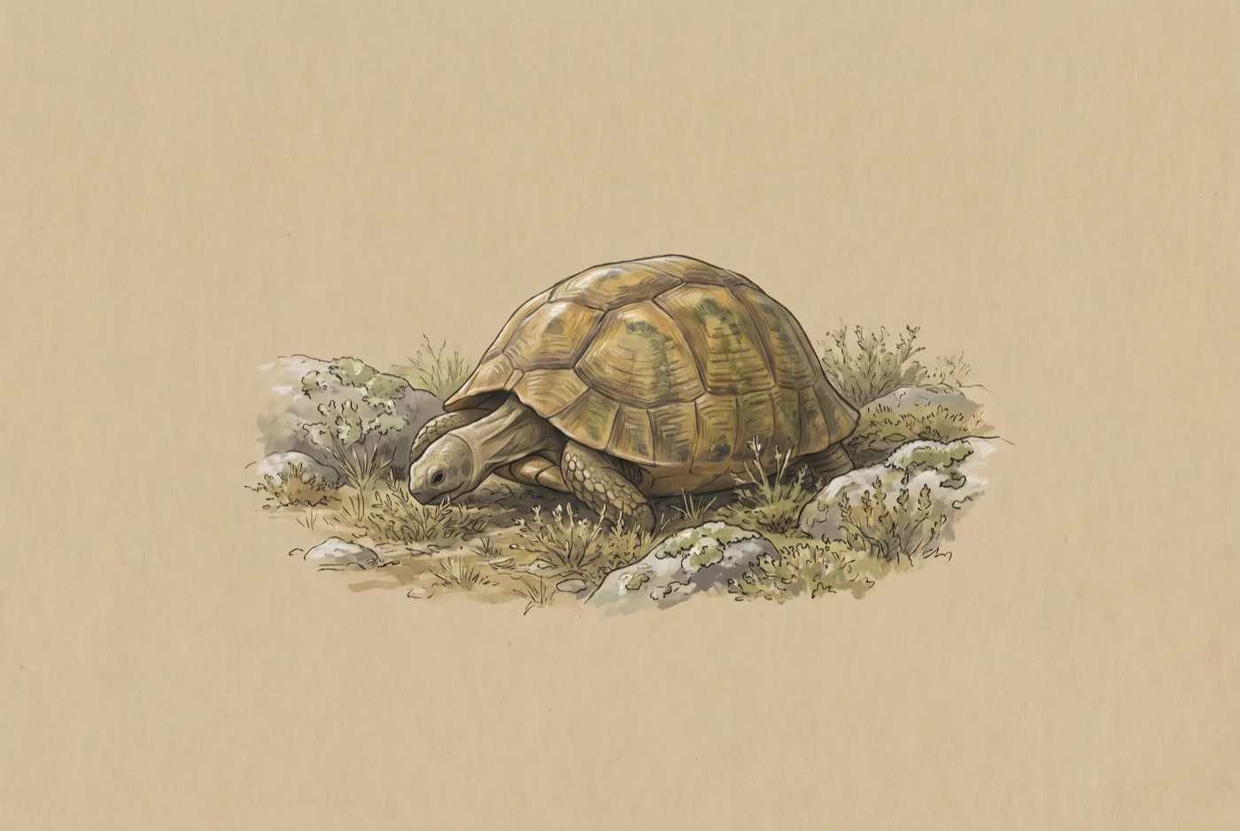 The Ploughshare Tortoise observed in the field, an original illustration
