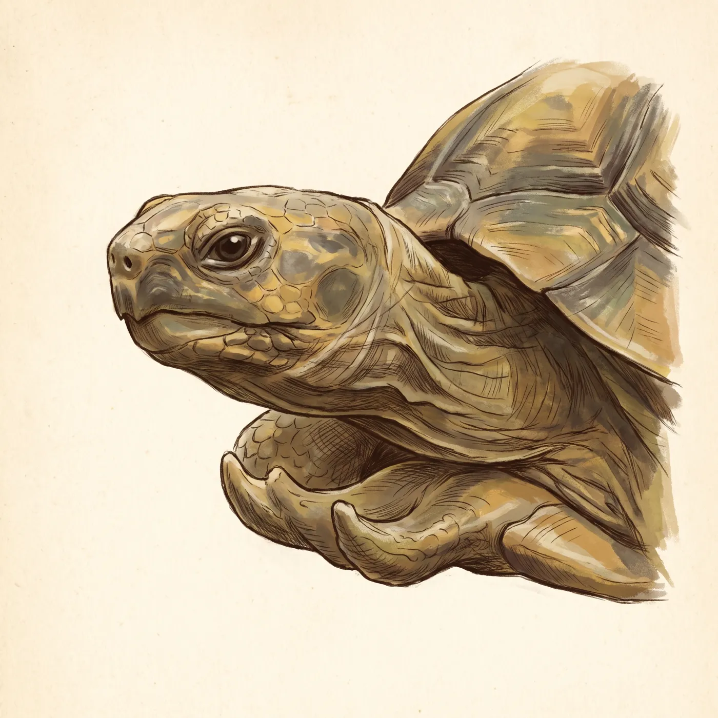 Field study of the Ploughshare Tortoise, an original illustration