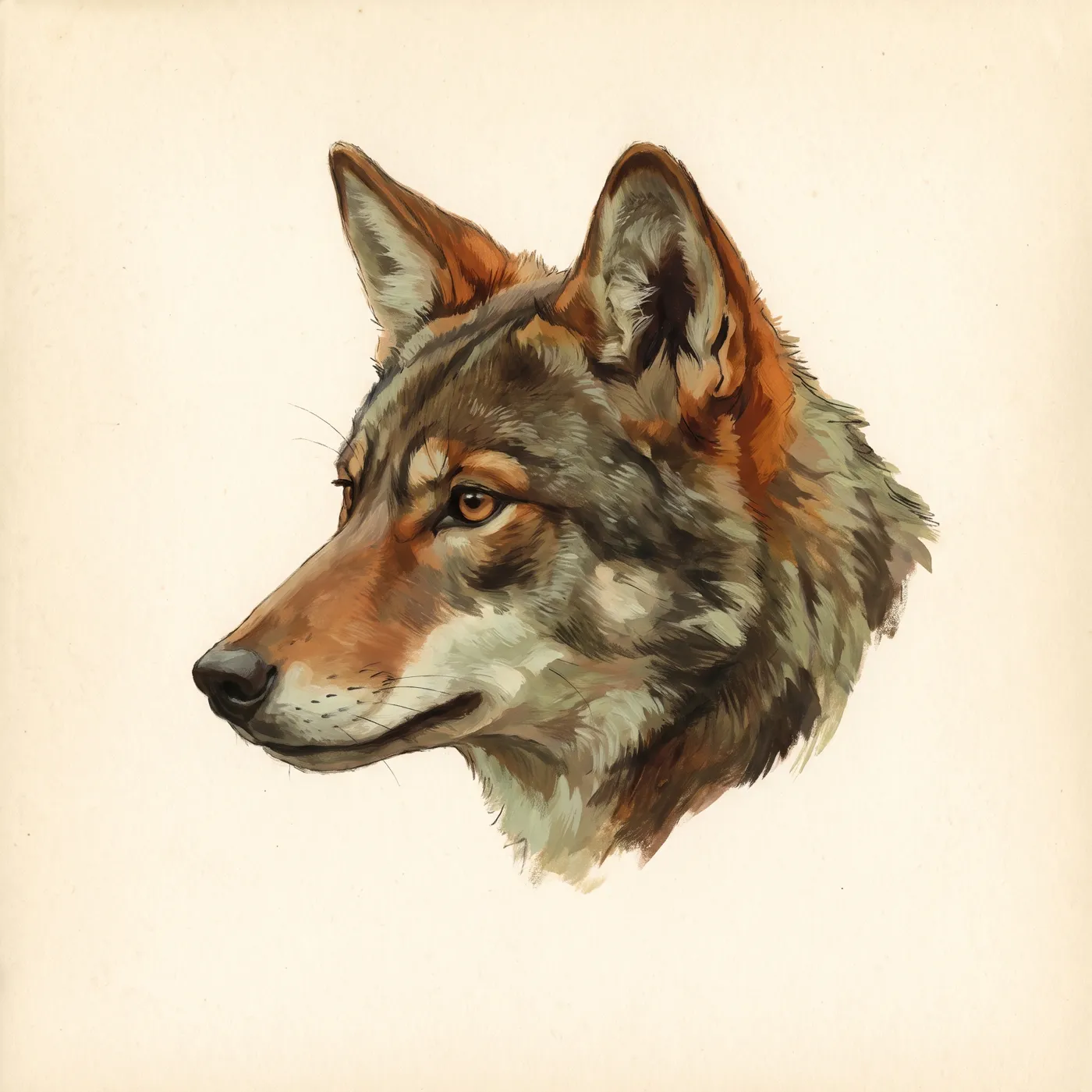 Field study of the Red Wolf, an original illustration