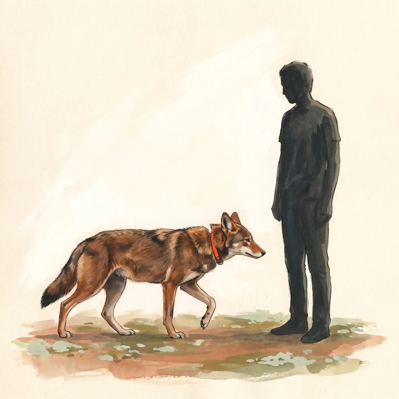 The Red Wolf drawn to scale beside a human figure