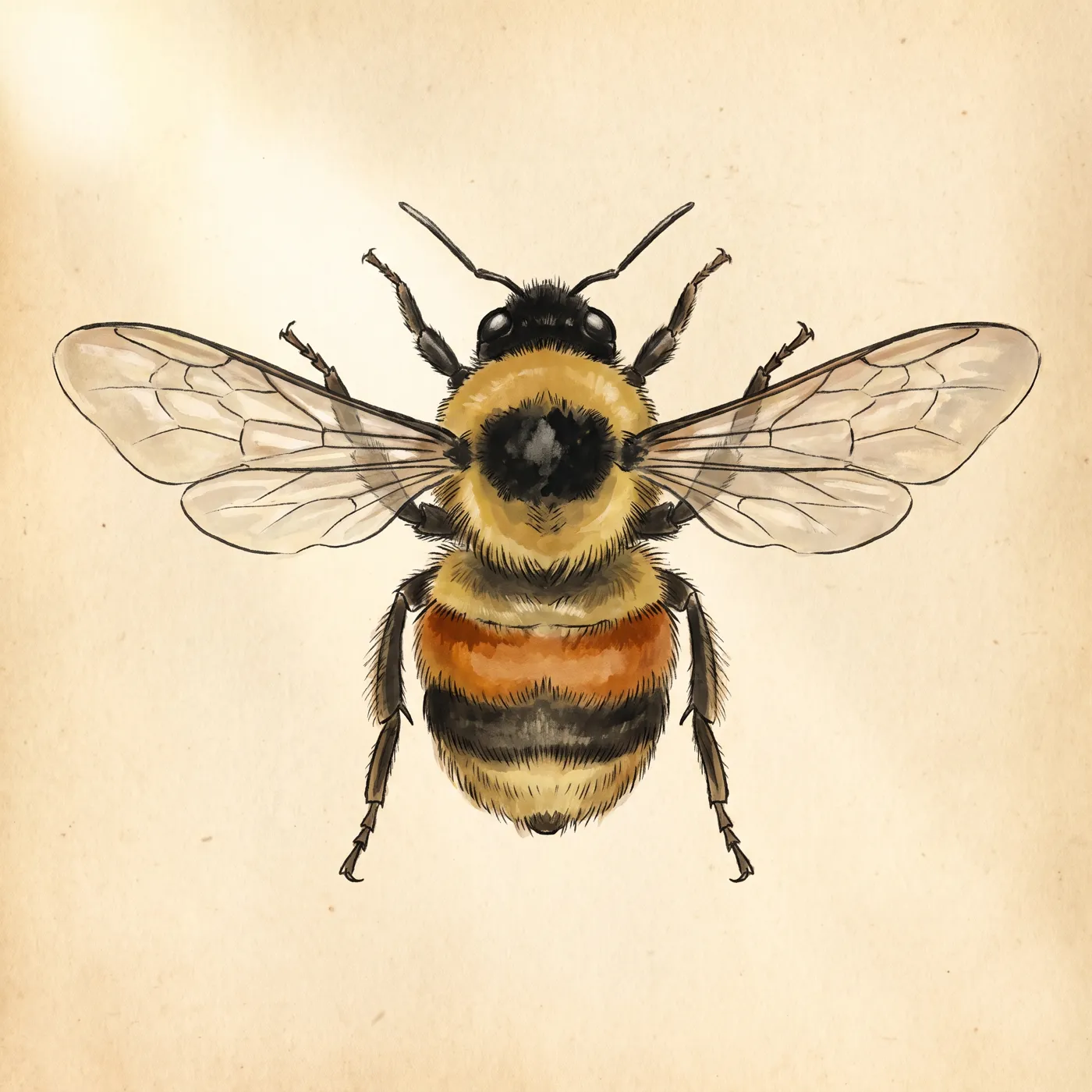 Field study of the Rusty Patched Bumble Bee, an original illustration