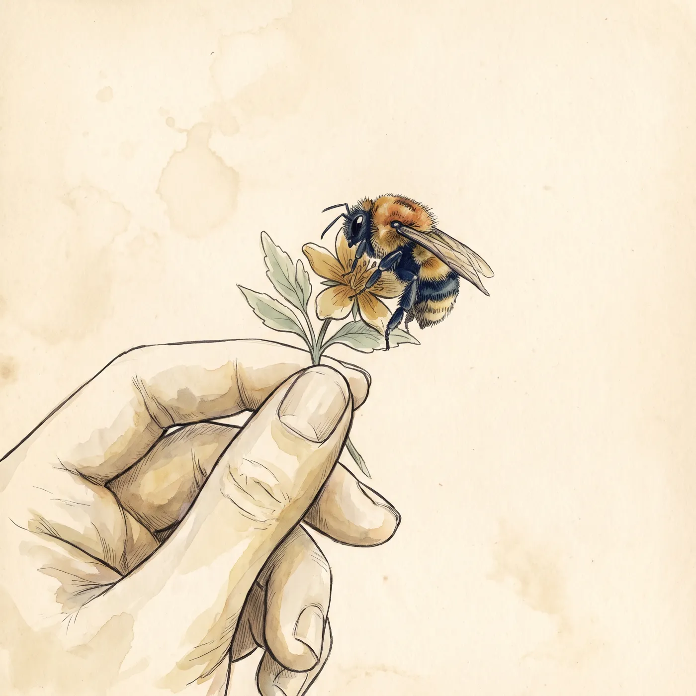The Rusty Patched Bumble Bee drawn to scale beside a human figure