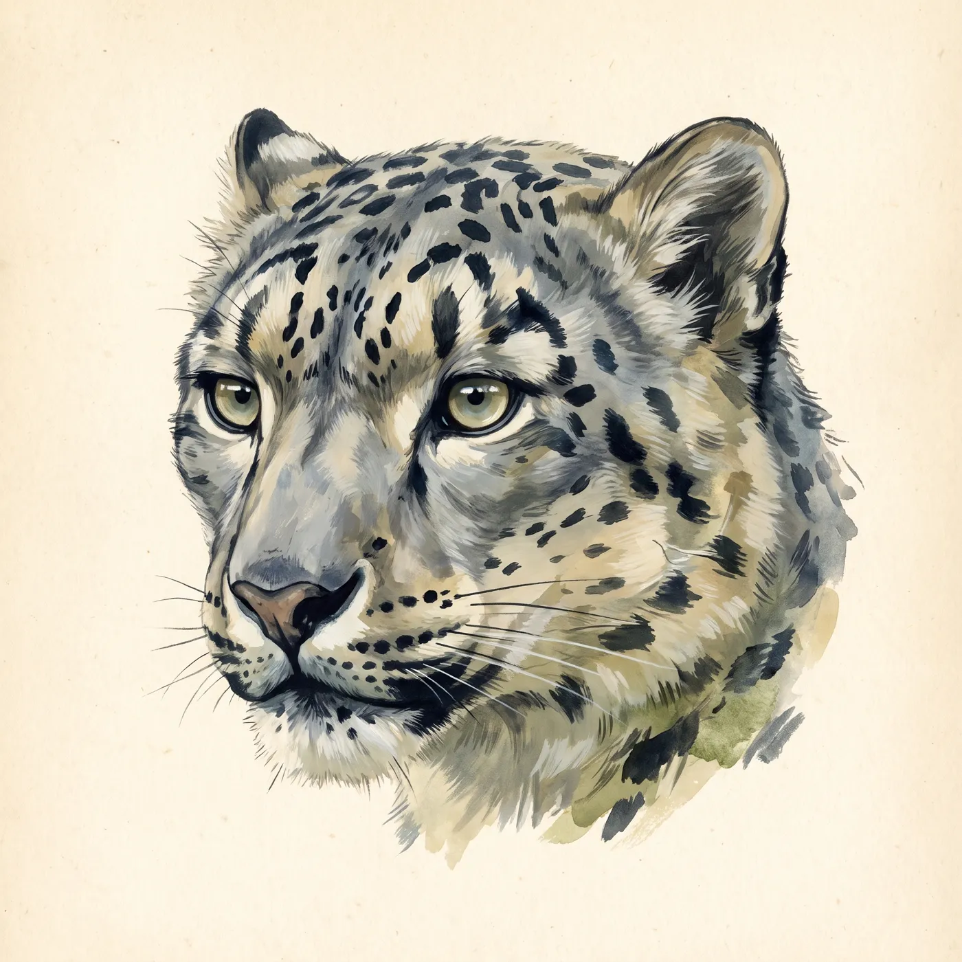 Field study of the Snow Leopard, an original illustration