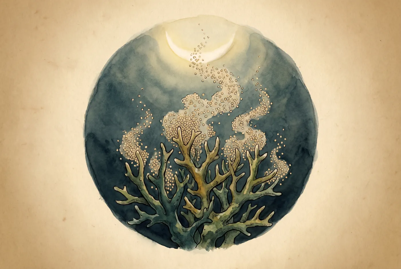 The Staghorn Coral observed in the field, an original illustration