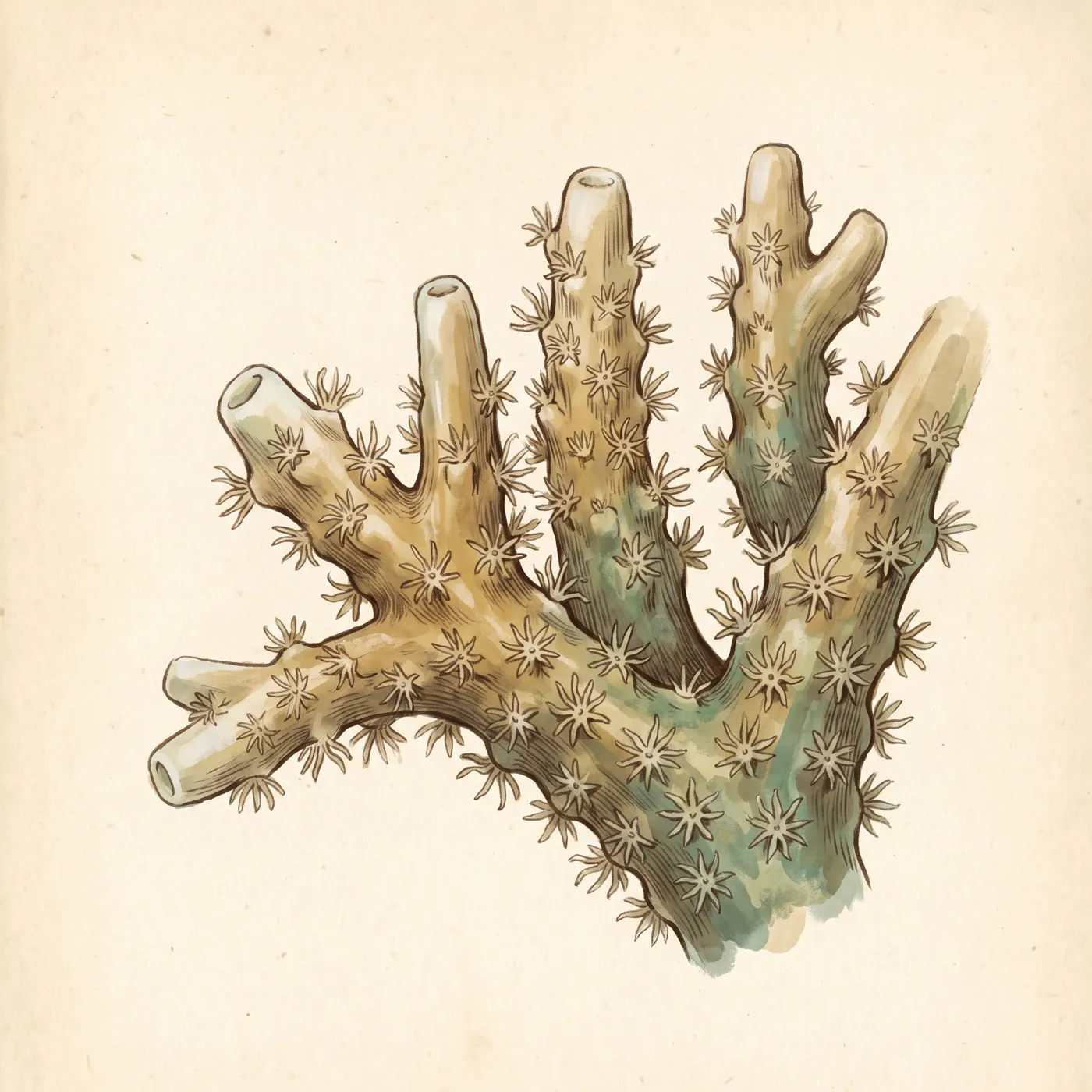 Field study of the Staghorn Coral, an original illustration