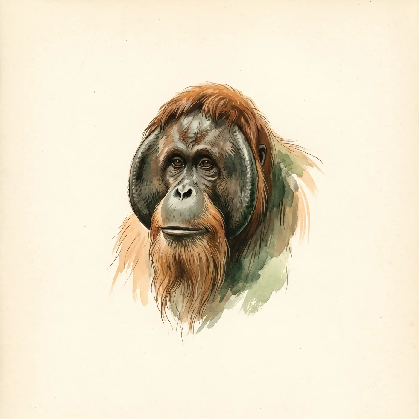 Field study of the Sumatran Orangutan, an original illustration