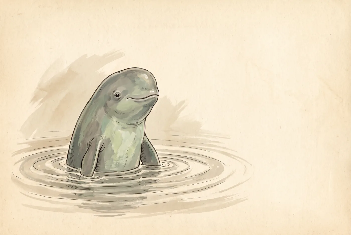 The Yangtze Finless Porpoise observed in the field, an original illustration